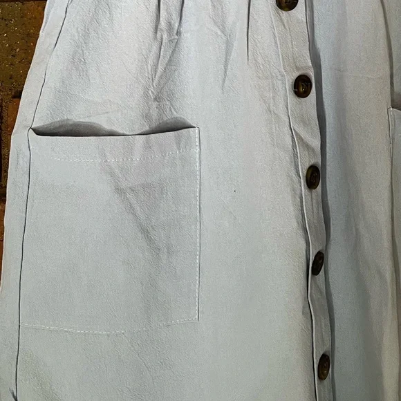 NWOT. Blue cotton summer midi dress. Not worn. Two pockets. Spaghetti straps - Picture 7 of 11